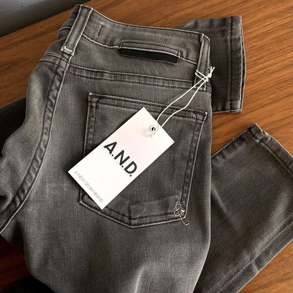A.N.D. A New Denim Brand Mid Rise Ankle Skinny Jeans Grey - Picture 5 of 9
